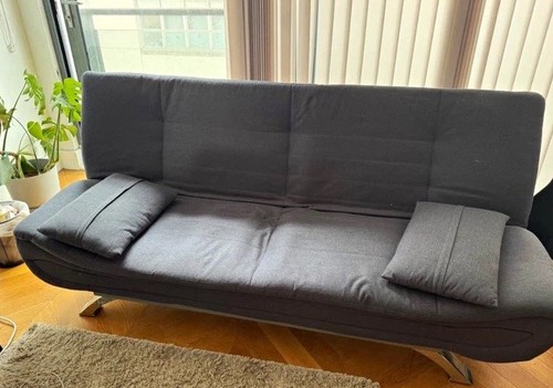 Grey fabric sofa bed futon - fabric,
