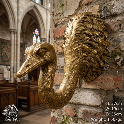 Golden ostrich head wall - ostrich,