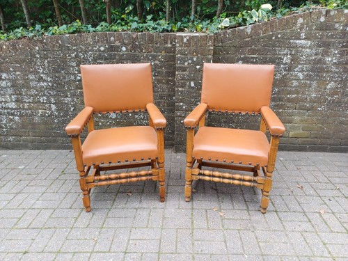 Pair vintage oak - vintage, chairs