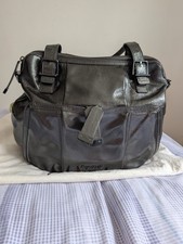Sugarjack Ava gunmetal metallic grey leather changing diaper baby handbag bag