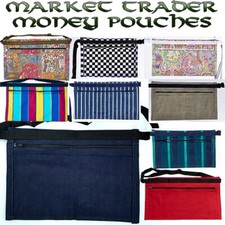 4 pocket Market Stall Trader Money Belt Pouch  Adjustable Strap Denim