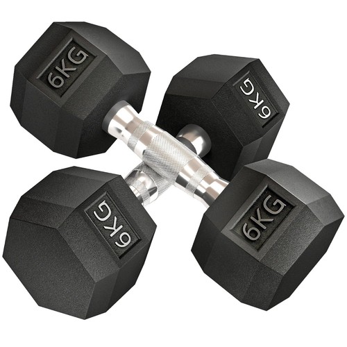 Rubber hex dumbbell set - rubber,