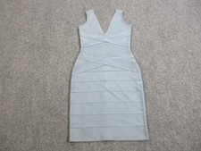 Herve Leger Dress Womens XXS Blue Bandage Bodycon Sleeveless V Neck Sexy Chic