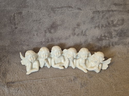 White plaster cherub angel - cherub,