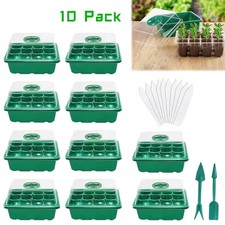 10PCS 12 Holes Seed Starter Trays Grow Trays Plant Germination Box Lid Mini Kit