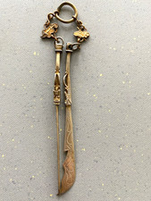 UNIQUE ANTIQUE CHINESE PIPE CLEANING TOOLS/WITH FACES/QUING DYNSTY