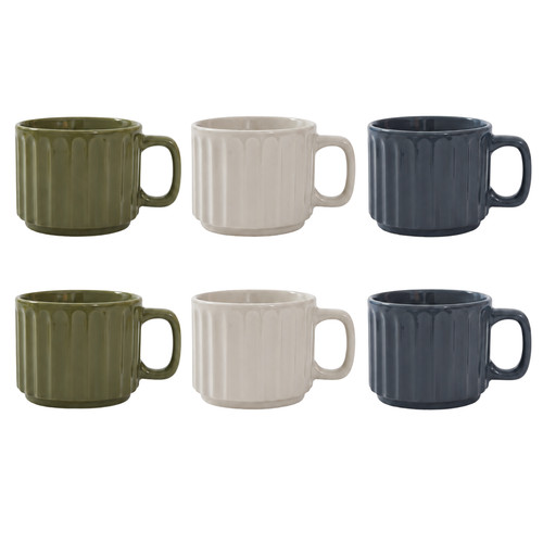 Set ribbed stackable mugs - of, 6