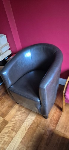 Brown tub chair faux - brown, chair,
