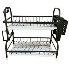 Dish Drainer Rack 2-Tier Plate Washing Up Sink Rack Dish Drying Rack Drip Trays