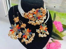 New Indian Pakistani Bollywood Bridal Jewellery Choker Earrings Tikka Set