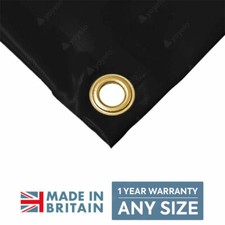 BLACK Heavy Duty 610gsm PVC Tarpaulin Polyester Reinforced Tarp Made To Measure✅