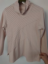 Yacco Maricard Top Pintuck Jersey Roll Neck 100% Cotton Size 12-14 Light Peach