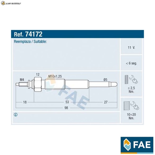 Glow plug 74172 - glow, toyota