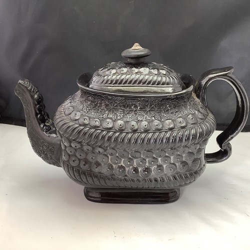 Antique basalt ware teapot - teapot,