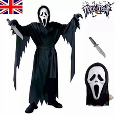 Kids Scream Ghost Face Cosplay Halloween Costume Death Fancy Dress & Mask 2025