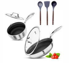 Nonstick Frying Pan and Saucepan Pan  3 Utencils induction Stainless Steel Milk