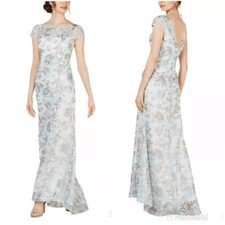 Calvin Klein Elegant Floral Embroidered Maxi Dress Sz 8 Formal Gatsby Gala Prom