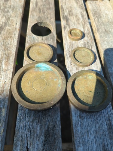 Brass weights vintage five - vintage.,
