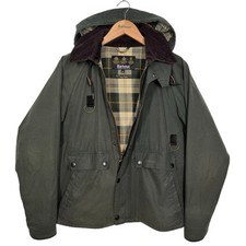 Barbour Standen Wax Jacket Sage Green Medium Fishing Wading Spey Rare Hooded
