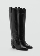 MANGO MNG Leather Cowboy Boots