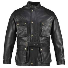 Stylish ¾ Length Benjamin Button Leather Jacket - Durable Cowhide -Biker's Dream