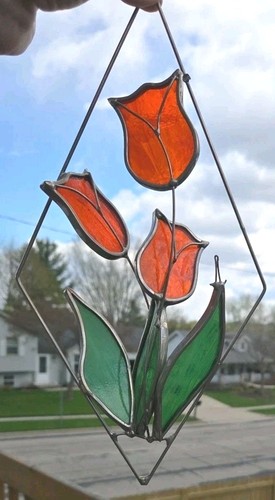 Vintage stained glass tulip - vintage,