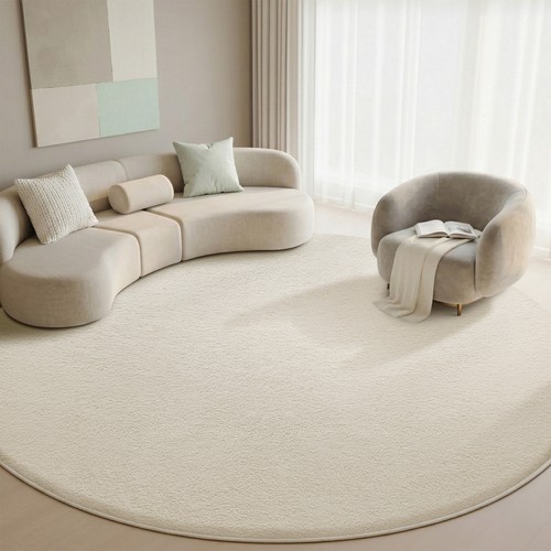 Round fluffy shaggy rug - round,