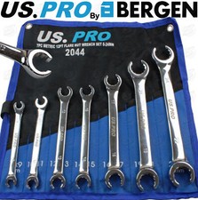 BERGEN Flare Nut Spanner Set 7pc Brake Pipe Gas Fuel Spanner Flare Wrench 8-24mm
