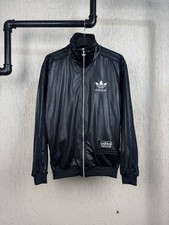 Adidas Chile 62 Track Jacket Men's Small Tracksuit Top Wet Look Black Silver