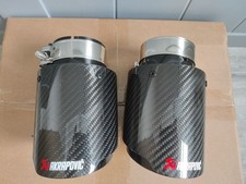 2x4" GLOSS BLACK CARBON FIBRE AKRAPOVIC EXHAUST TIPS BMW F20 F21 M135i M140i