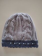 Alice Hannah Knitted Hat, Kids, Pearls, Lambswool, Angora. S. Baby Blue Colour
