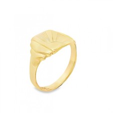 9ct Yellow Gold Rectangular Sun Signet Ring - Size R½ - 12mm