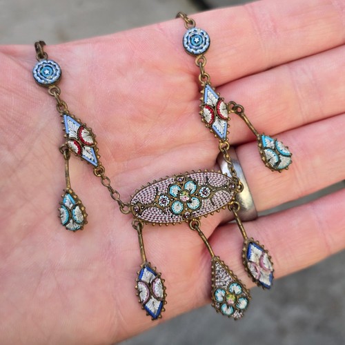 Antique micro mosaic necklace - micro,