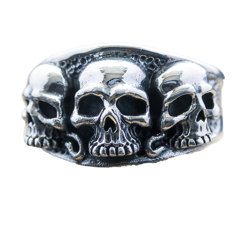 Triple cluster skull - ring, 925