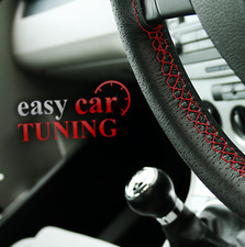 For Vauxhall Opel Vectra C 02+ Black Perforated Leather Steering Wheel Cover Red