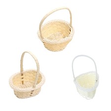 Practical Woven Basket Flower Girl Baskets for Wedding Wicker Basket with Handle