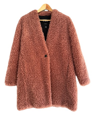 Zara teddy coat pink jacket - m,