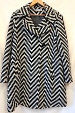 Ladies WALLIS Black/White Geometric Wool Mix Swing Coat Size L NEW CG N09