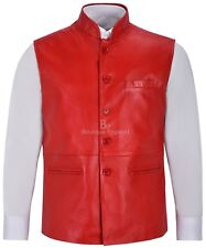 Men's Leather Waistcoat Red