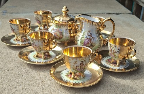 Vintage gold tea coffee set - vintage,
