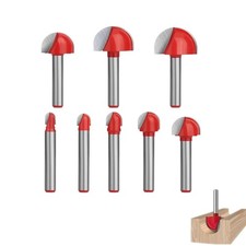 8pcs 1/4" Shank Cove Core Box Router Bit Set, Round Nose Tipped Router Bits Carb