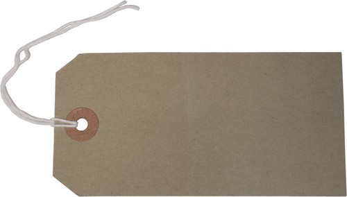 Buff strung tie tags string - on,