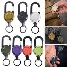 1pc Retractable Wire Keychain Carabiner Car Key Chain with Badge Holder UK
