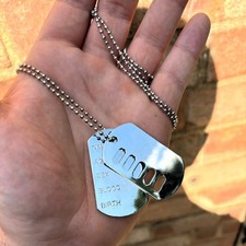 Metal Military Dog Tags Ball Link Necklace Army Air Force Marine Fancy Dress
