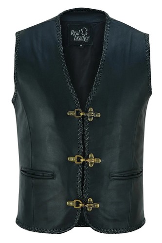 Mens real leather vest fish - mens,