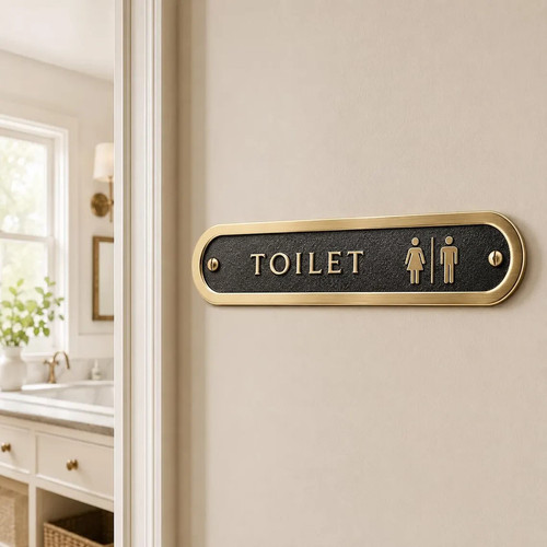 Antique brass toilet door - brass,