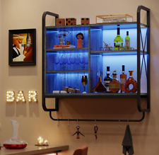 Wall Mounted Storage Shelves RGB Lighted Display Cabinet Remote Control 6 Hooks