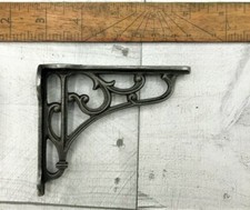 PAIR OF CAST IRON "ORNATE" SHELF BRACKETS 3.5" X4" antique and black finishes