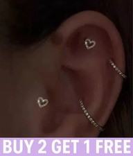 Helix Stud Heart Crystal Labret Tragus Cartilage Piercing 16g Flatback earrings