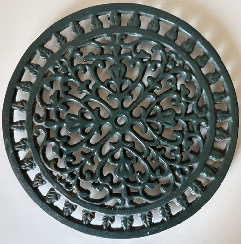 Vintage cast iron trivet green - vintage,